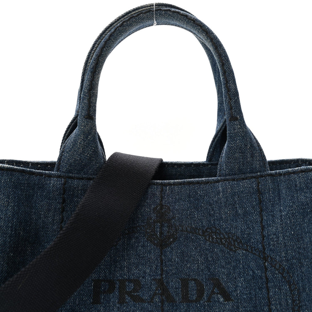 Denim Small Logo Tote Bleu