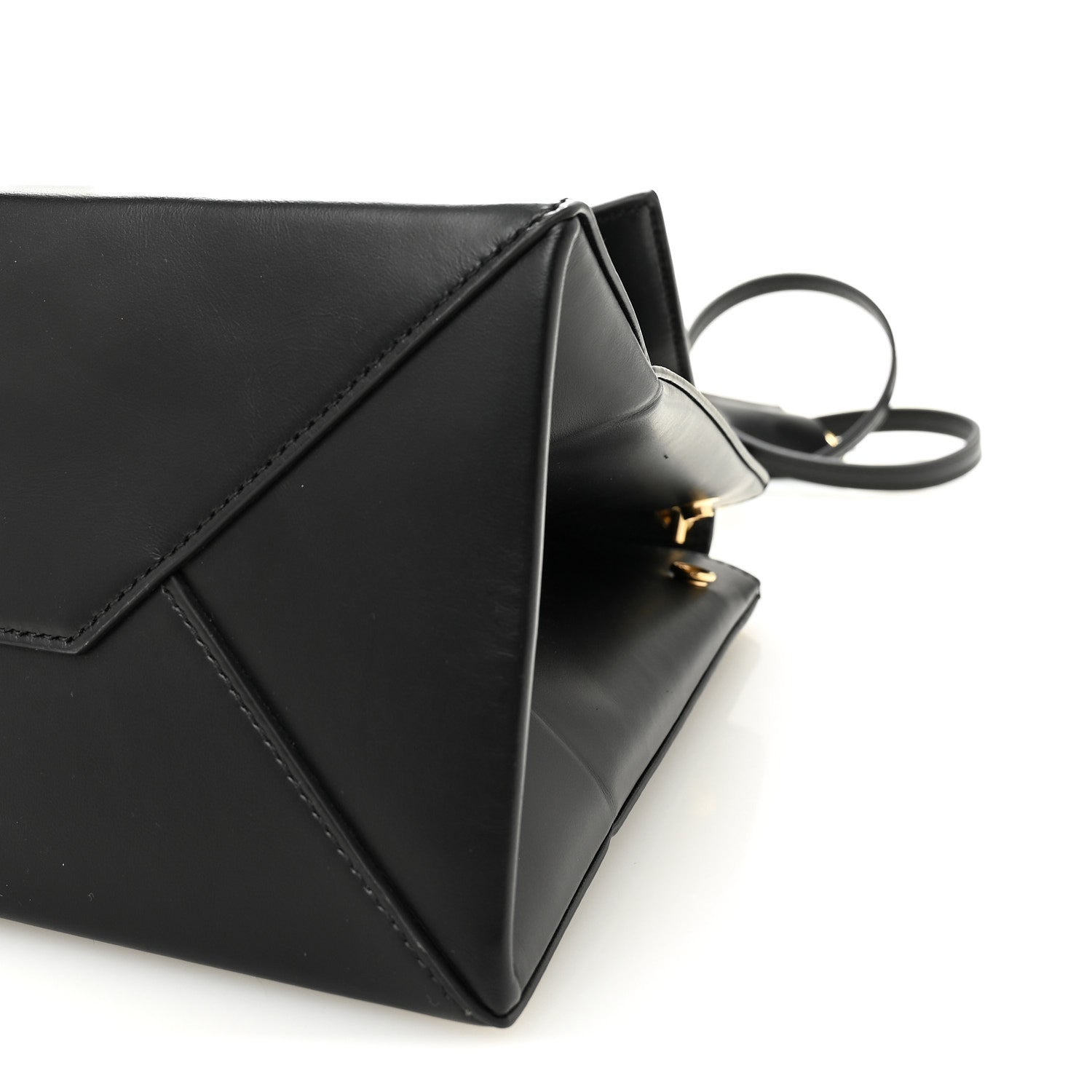 Natural Smooth Calfskin Medium Nano Top Handle Handbag Black