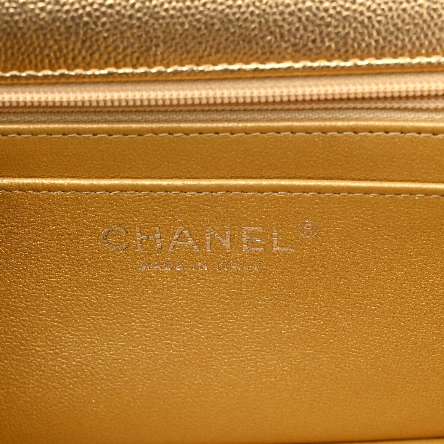 Metallic Caviar Quilted Top Handle East West Flap Gold