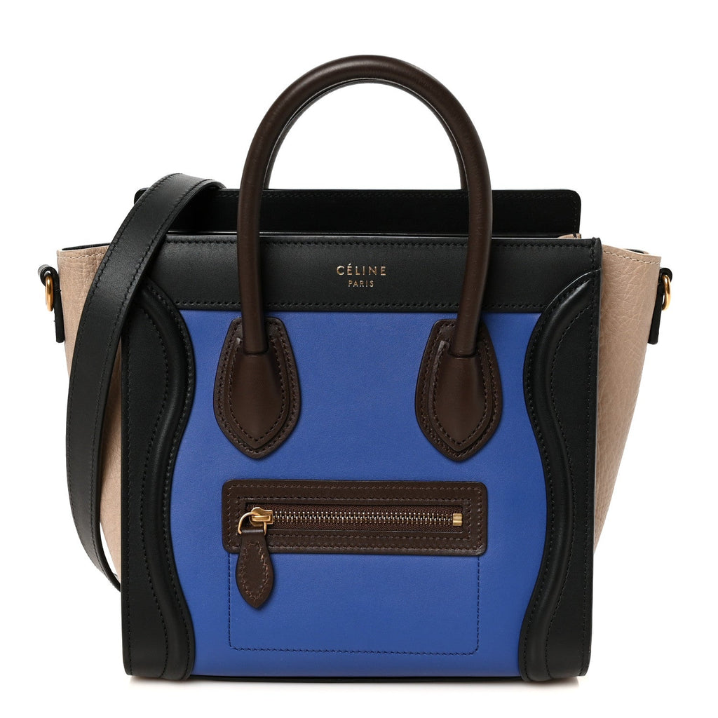 Smooth Calfskin Bullhide Nano Tri-Color Luggage Indigo