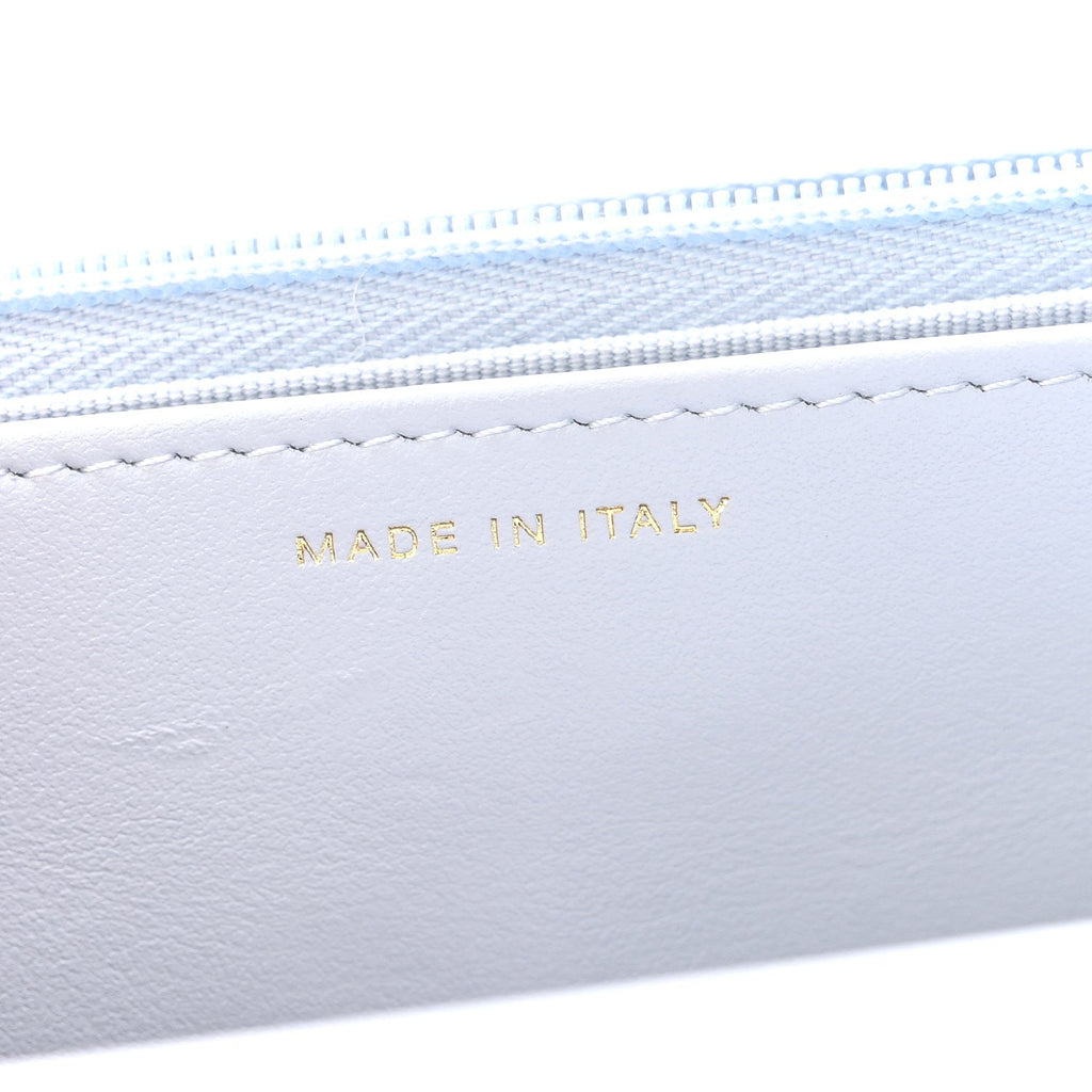 Lambskin Quilted Hearts CC Wallet On Chain WOC Light Blue