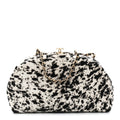 Lambskin Pony Hair Printed Clutch With Chain Black White
