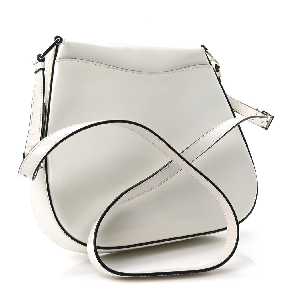 Spazzolato Cleo Flap Adjustable Strap Shoulder Bag  White