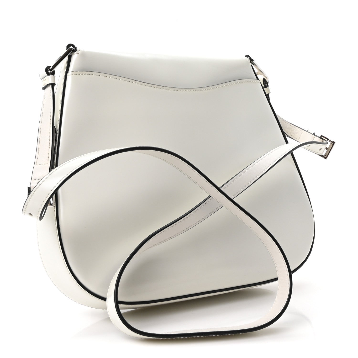 Spazzolato Cleo Flap Adjustable Strap Shoulder Bag  White