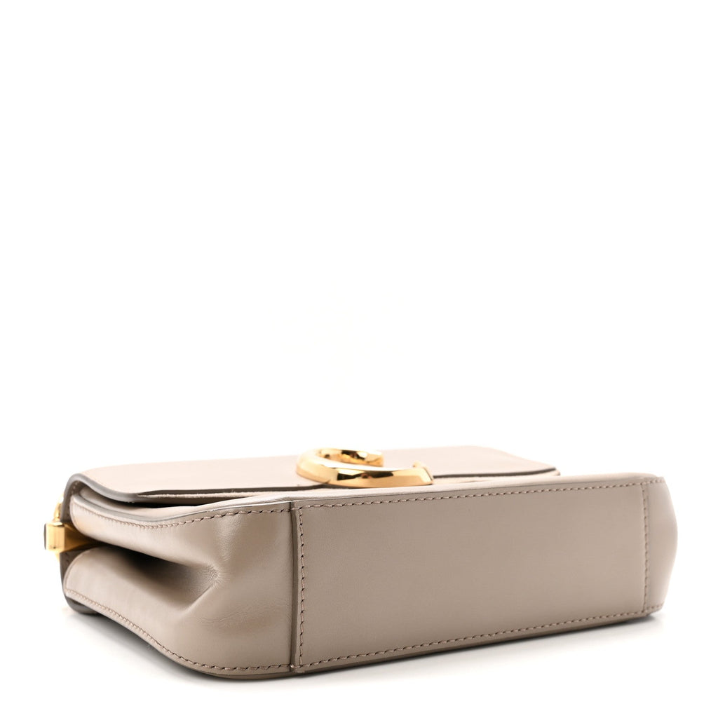 Shiny Calfskin Suede Small C Double Carry Bag Motty Grey