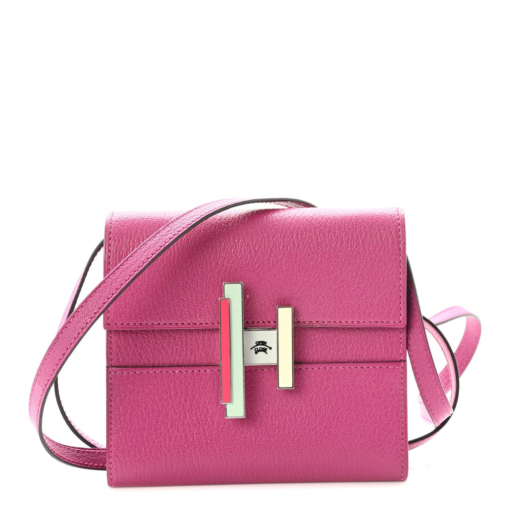Chevre Mysore Enamel Mini Cinhetic Wallet  Rose Pourpre