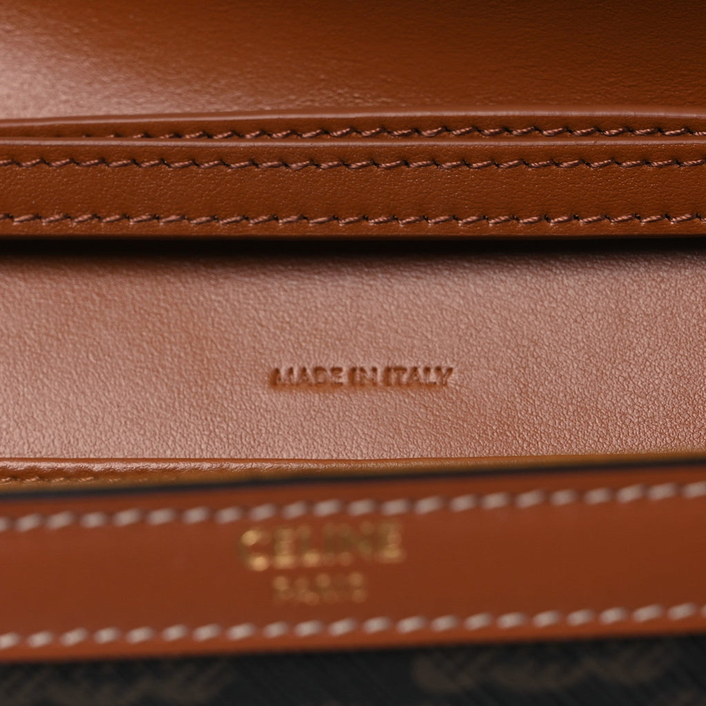 Triomphe Canvas Calfskin Margo Wallet on Chain Tan
