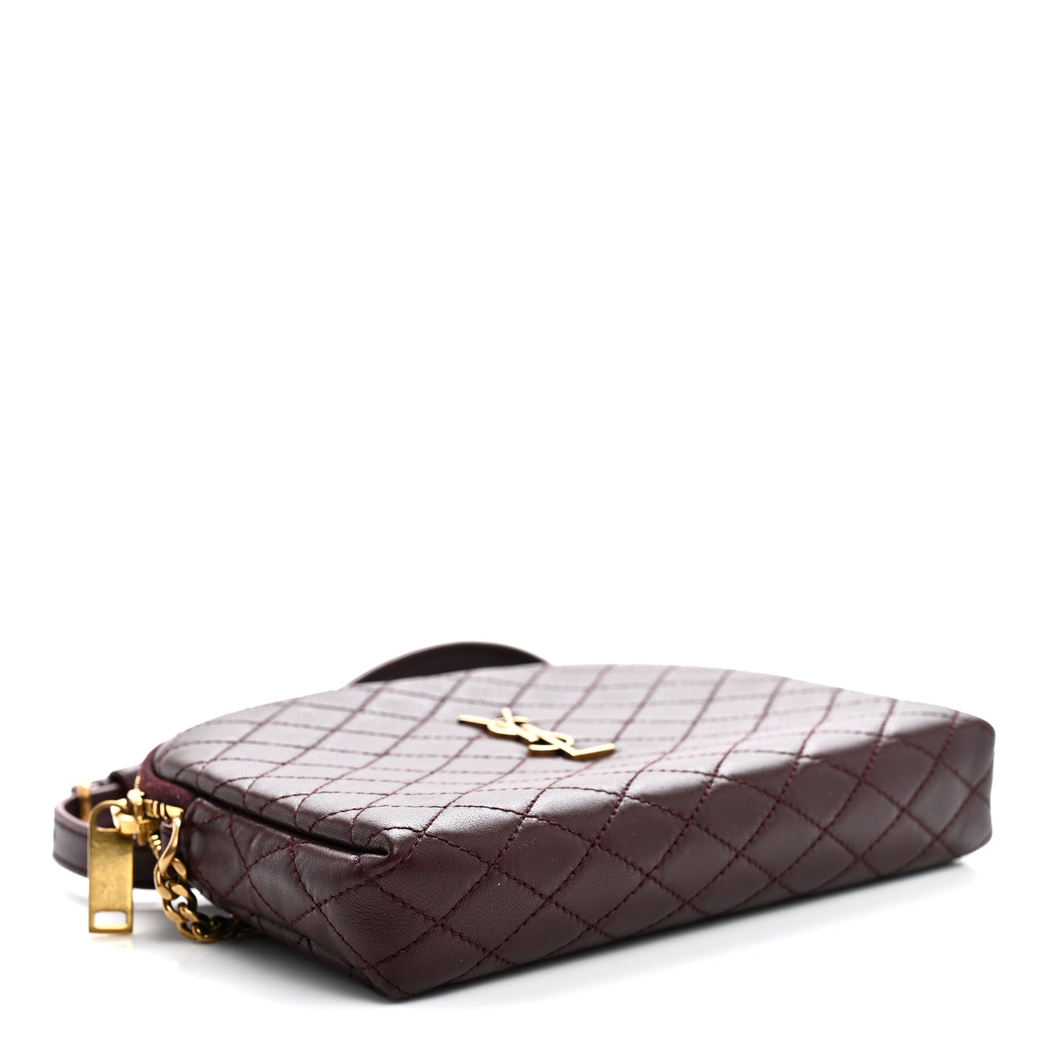 Lambskin Quilted Gaby Zipped Pouch Hot Wine