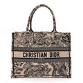 Canvas Embroidered Medium Dioriviera Toile De Jouy Book Tote Black