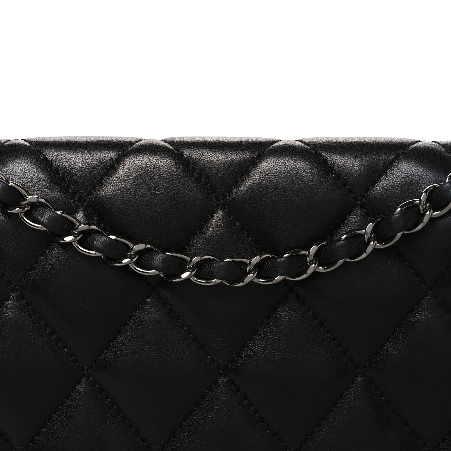 Lambskin Quilted Jumbo 3 Flap Black