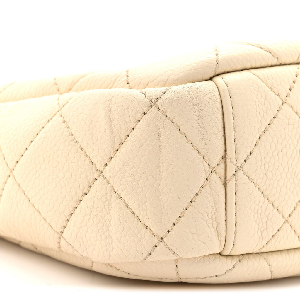 Caviar Flat Quilted Small Coco Tassel Camera Case White
