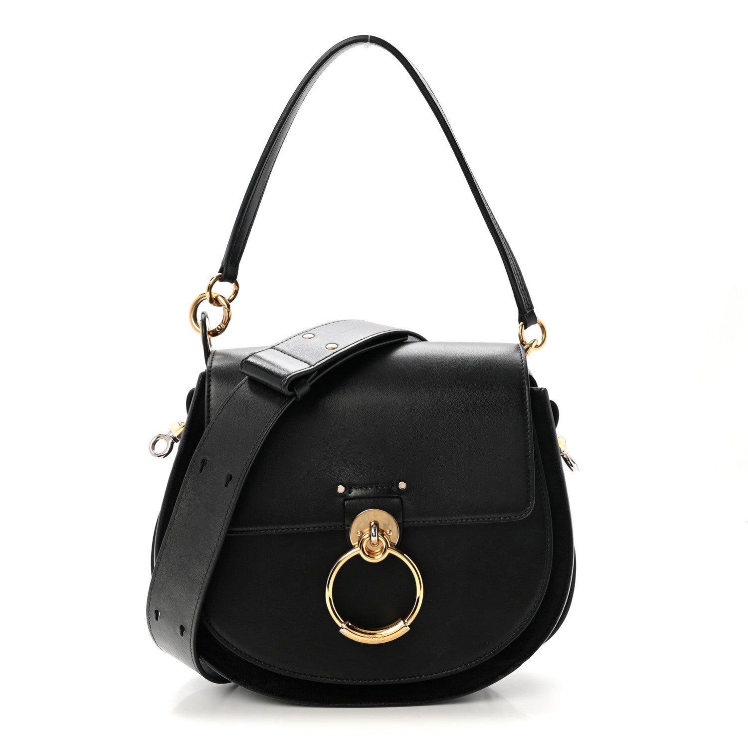 Calfskin Suede Large Tess Bag Black