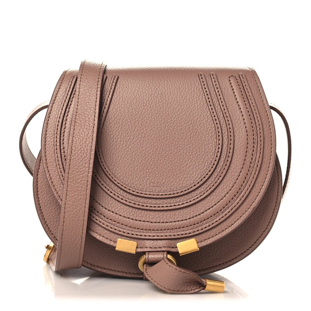 Grained Calfskin Small Marcie Saddle Bag Woodrose