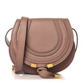 Grained Calfskin Small Marcie Saddle Bag Woodrose