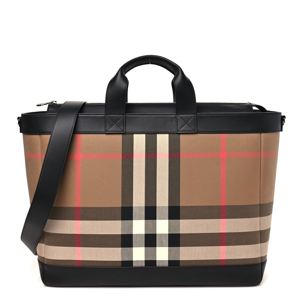 IP Check Nylon Calfskin Ormond Tote Bag Taupe Brown