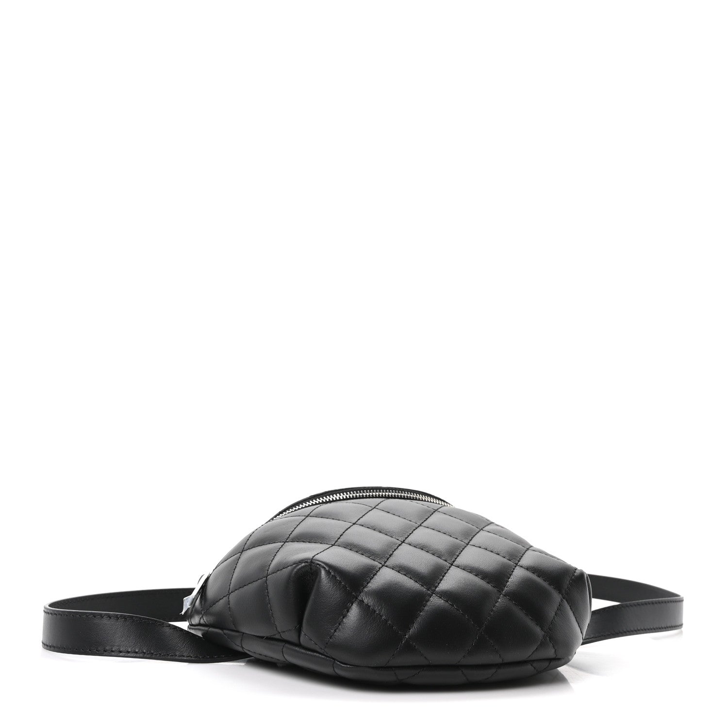 Lambskin Quilted Waist Belt Bag Black