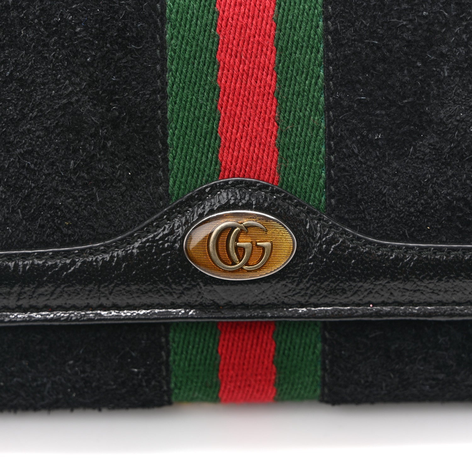 Suede Patent Web Ophidia Wallet On Chain Black