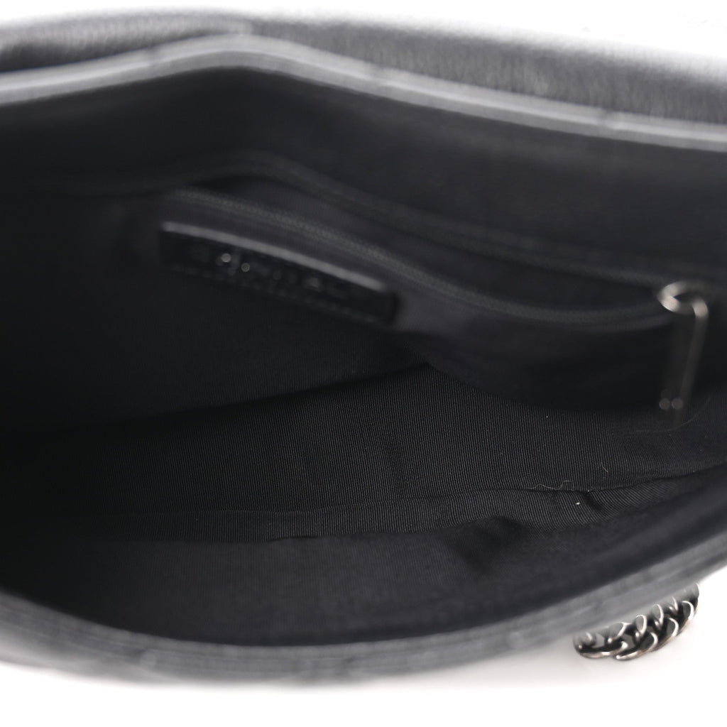 Calfskin Quilted Casual Pocket Messenger Flap Black