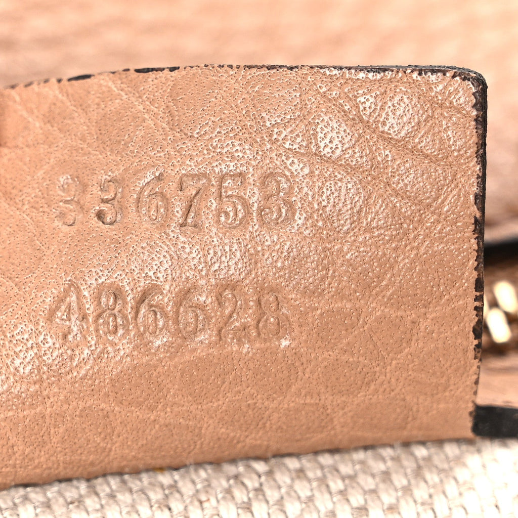 Pebbled Calfskin Medium Soho Clutch Camelia
