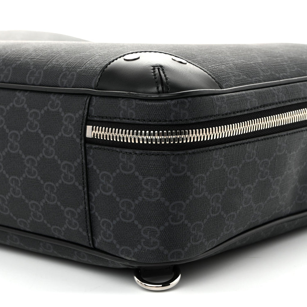 GG Supreme Monogram Briefcase Backpack Black Grey