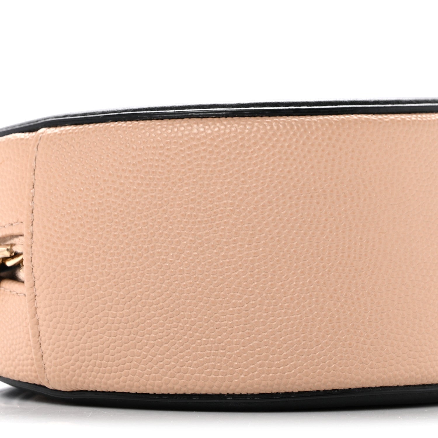 Caviar Quilted Round Filigree Crossbody Beige Black