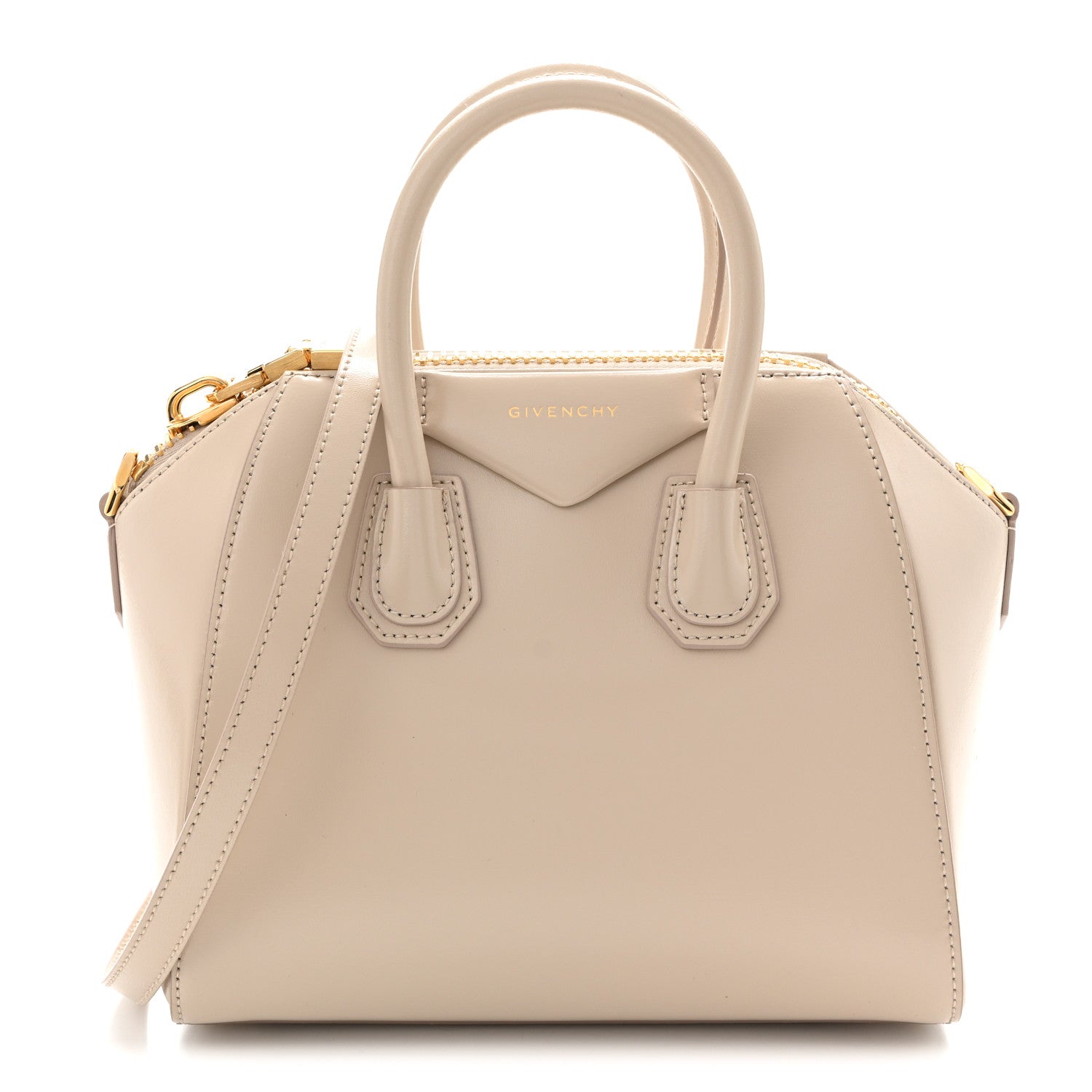 Shiny Lord Calfskin Mini Antigona Natural Beige