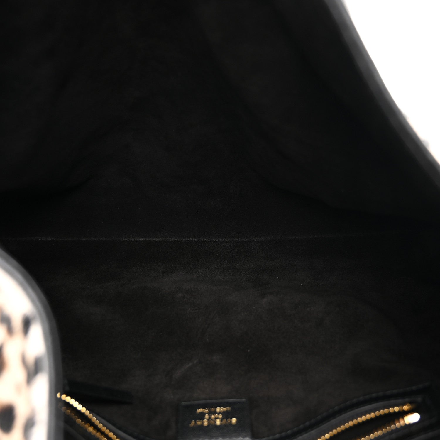 Goat Hair Medium Leopard Voyou Bag Black Beige