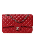 Caviar Quilted Medium Double Flap Red