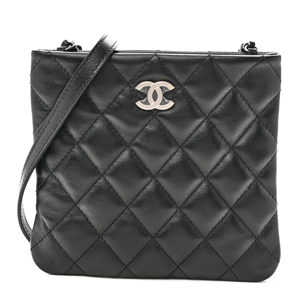 Lambskin Quilted Uniform Crossbody Bag Black