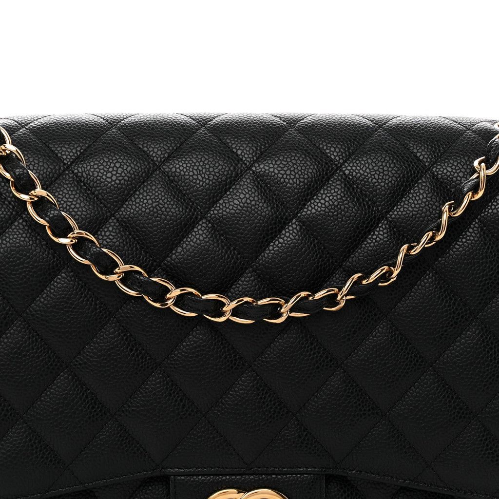 Caviar Quilted Maxi Double Flap Black