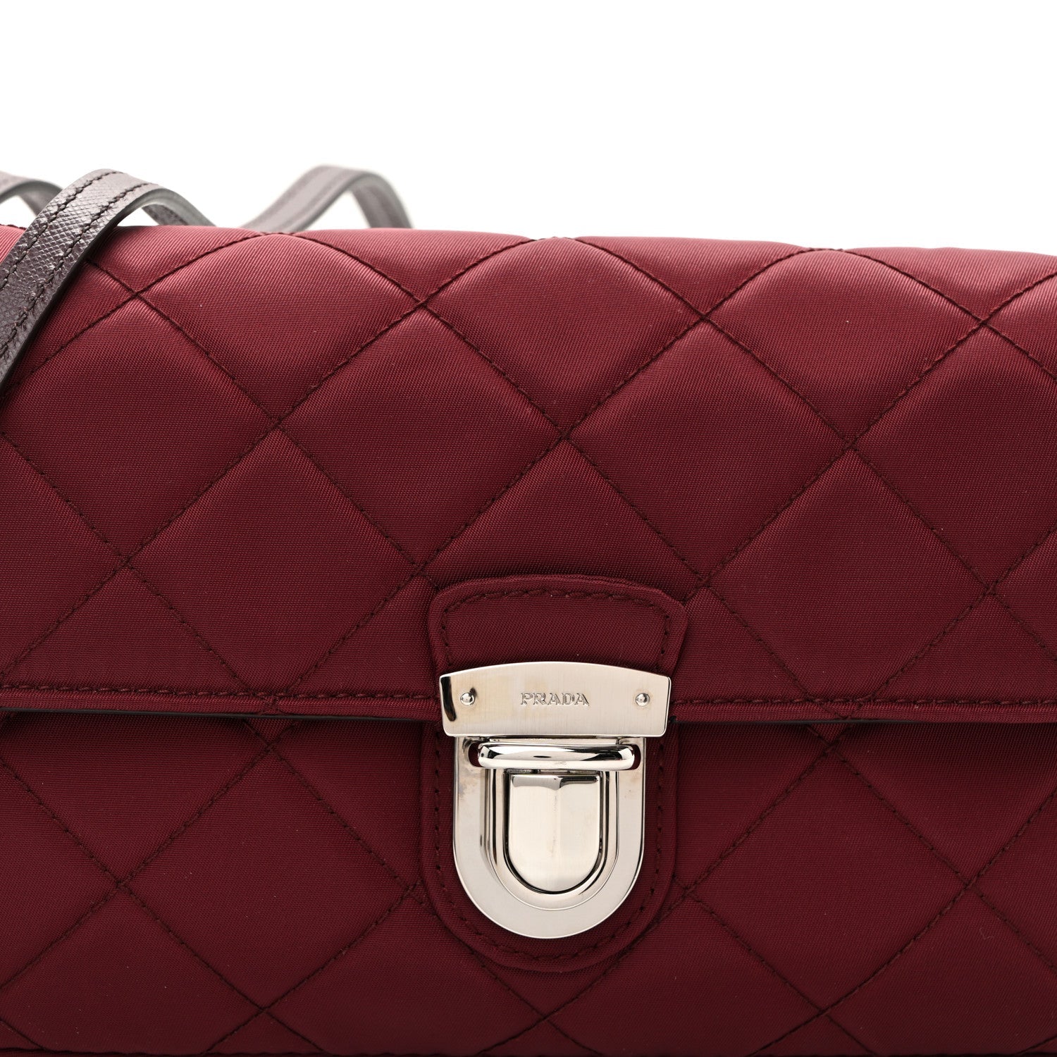 Nylon Tessuto Impunturato Quilted Flap Crossbody Granato