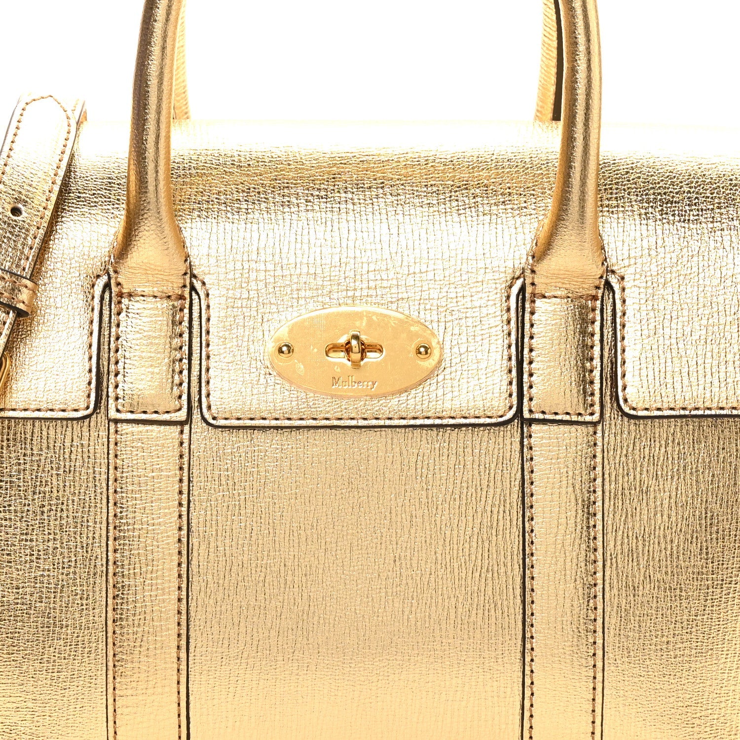 Metallic Printed Goatskin Small Bayswater Satchel Gold