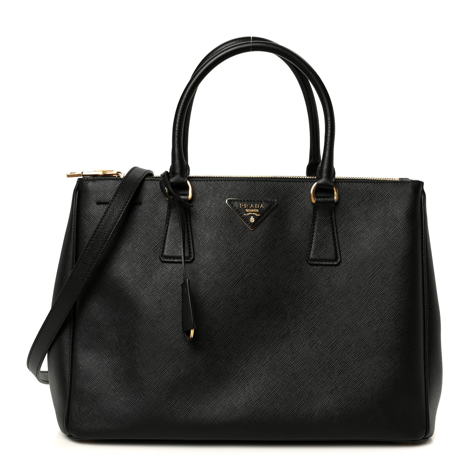 Saffiano Lux Large Galleria Double Zip Tote Black