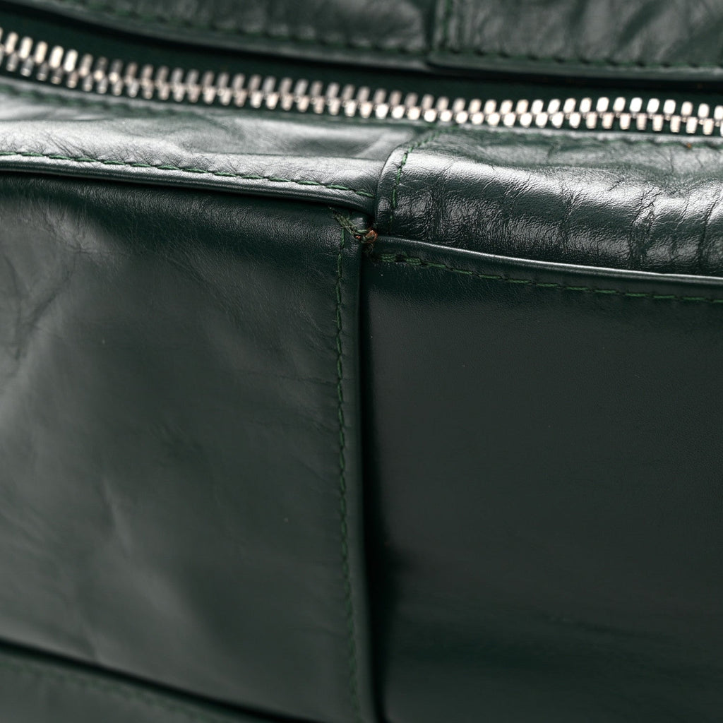 Paper Calfskin Maxi Intreccio Medium Arco Camera Bag Emerald Green