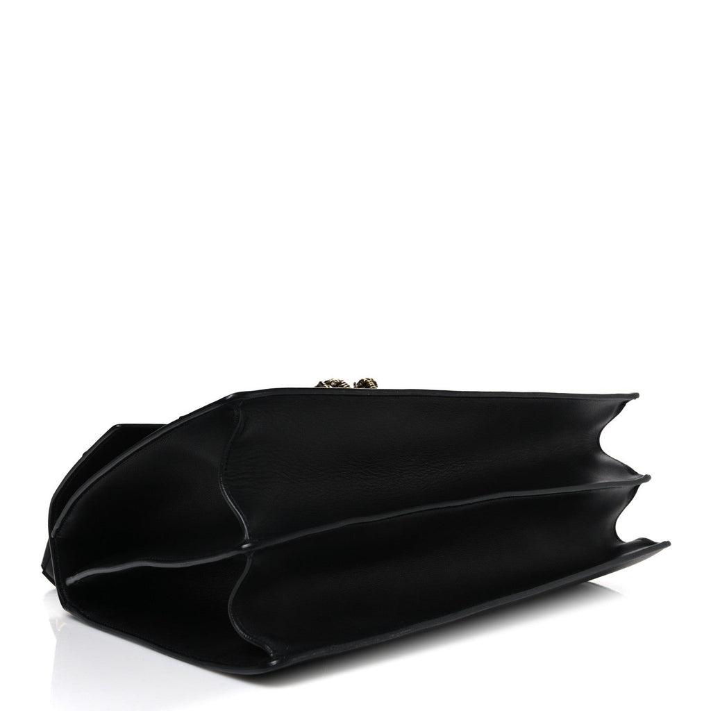 Calfskin Bamboo Web Large Dionysus Top Handle Bag Black Bright Evergreen Hibiscus Red