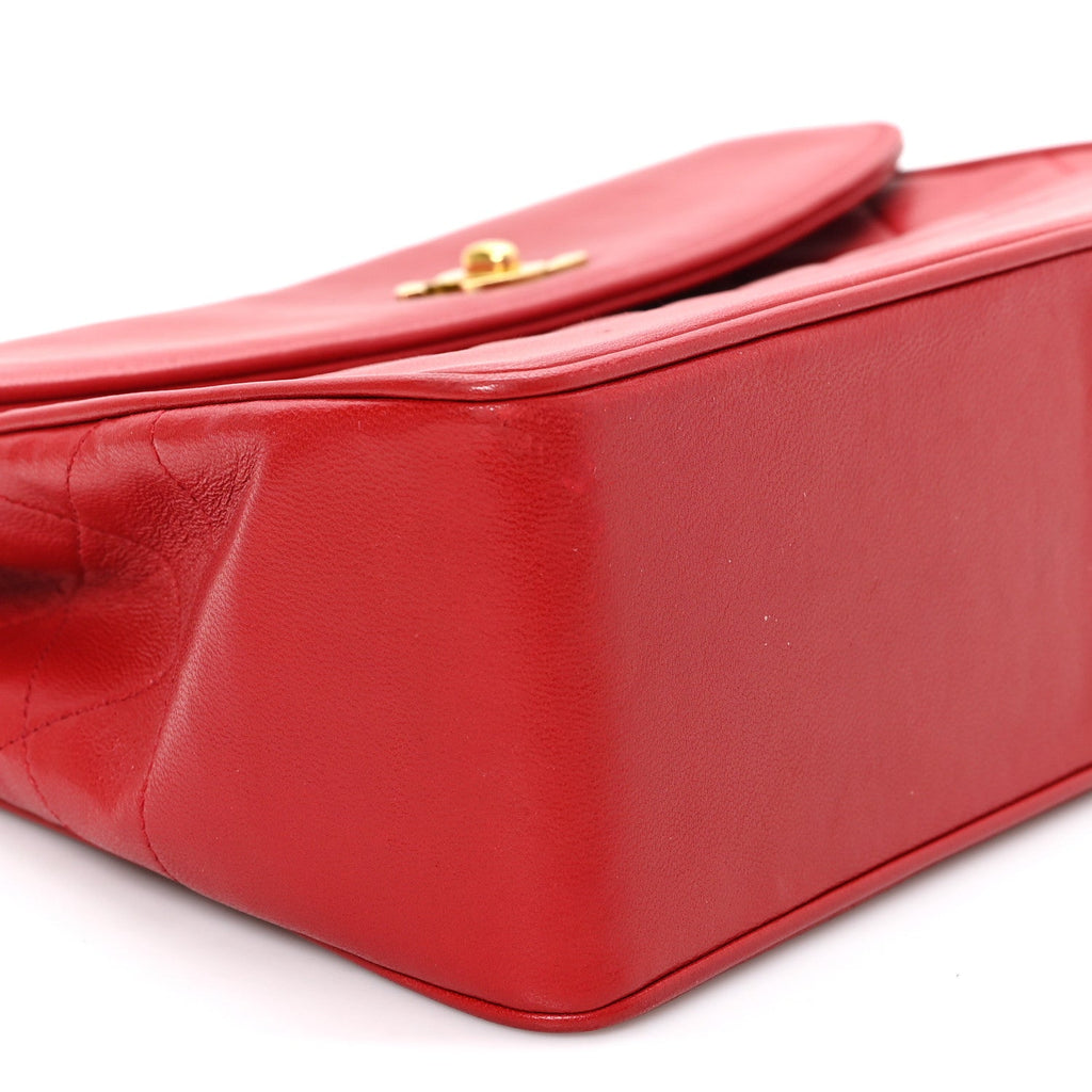 Lambskin Quilted Small Single Flap Red