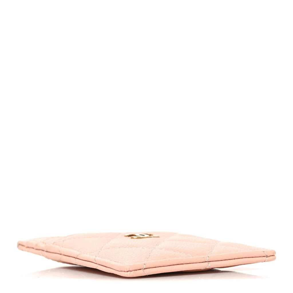 Caviar Quilted Vertical Card Holder  Light Pink