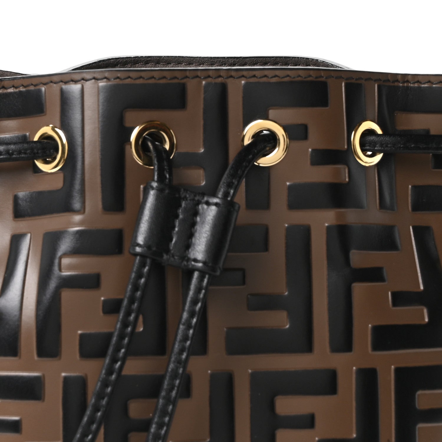 Vitello Liberty F is Fendi Bi-Color FF 1974 Embossed Mini Mon Tresor Bucket Bag Maya Black