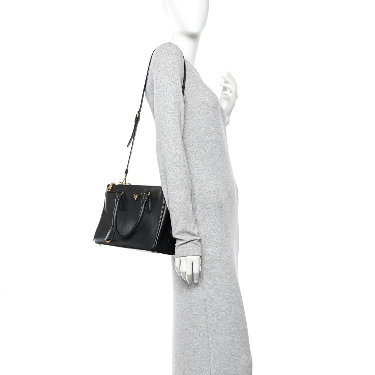Saffiano Small Galleria Double Zip Tote Black