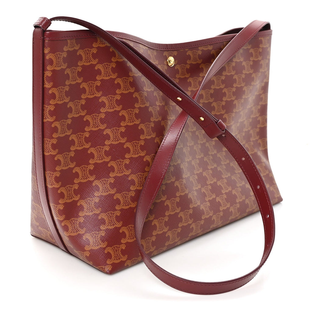 Triomphe Canvas Calfskin Soft Shopper Tote Light Kaki Sky Blue Burgundy Tan