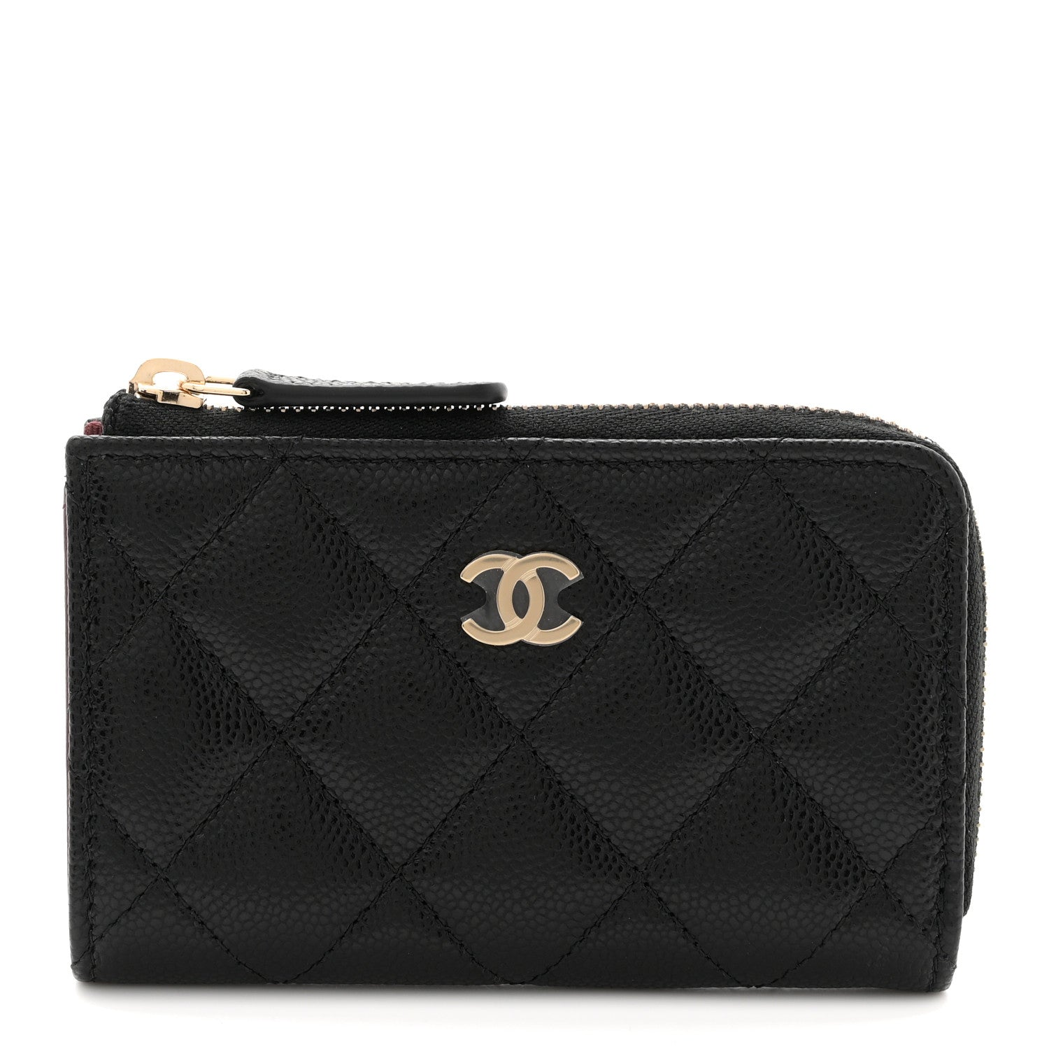 Caviar Quilted Zipped Key Holder Case Black
