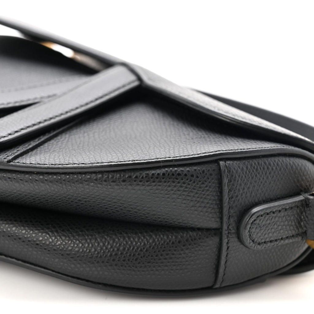 Grained Calfskin Mini Saddle Bag Black
