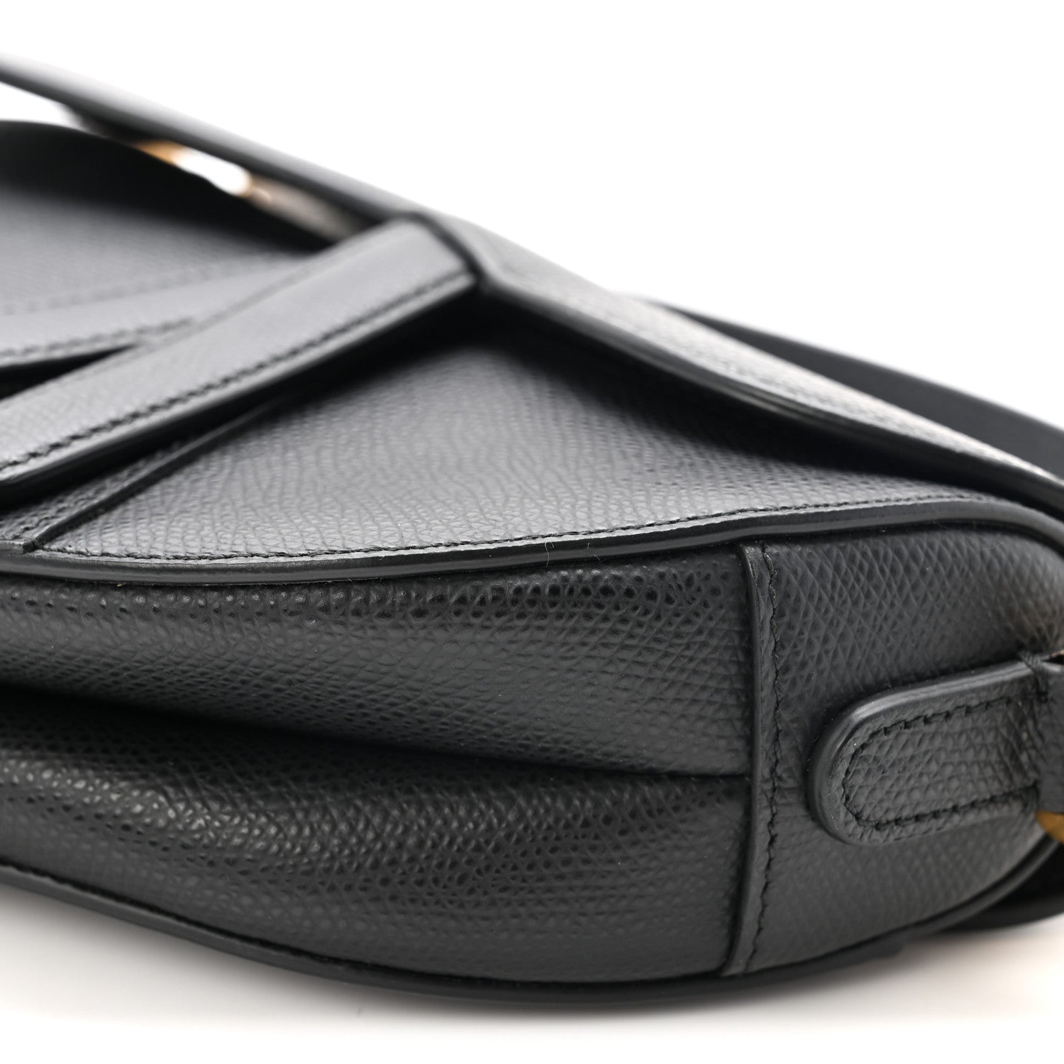Grained Calfskin Mini Saddle Bag Black