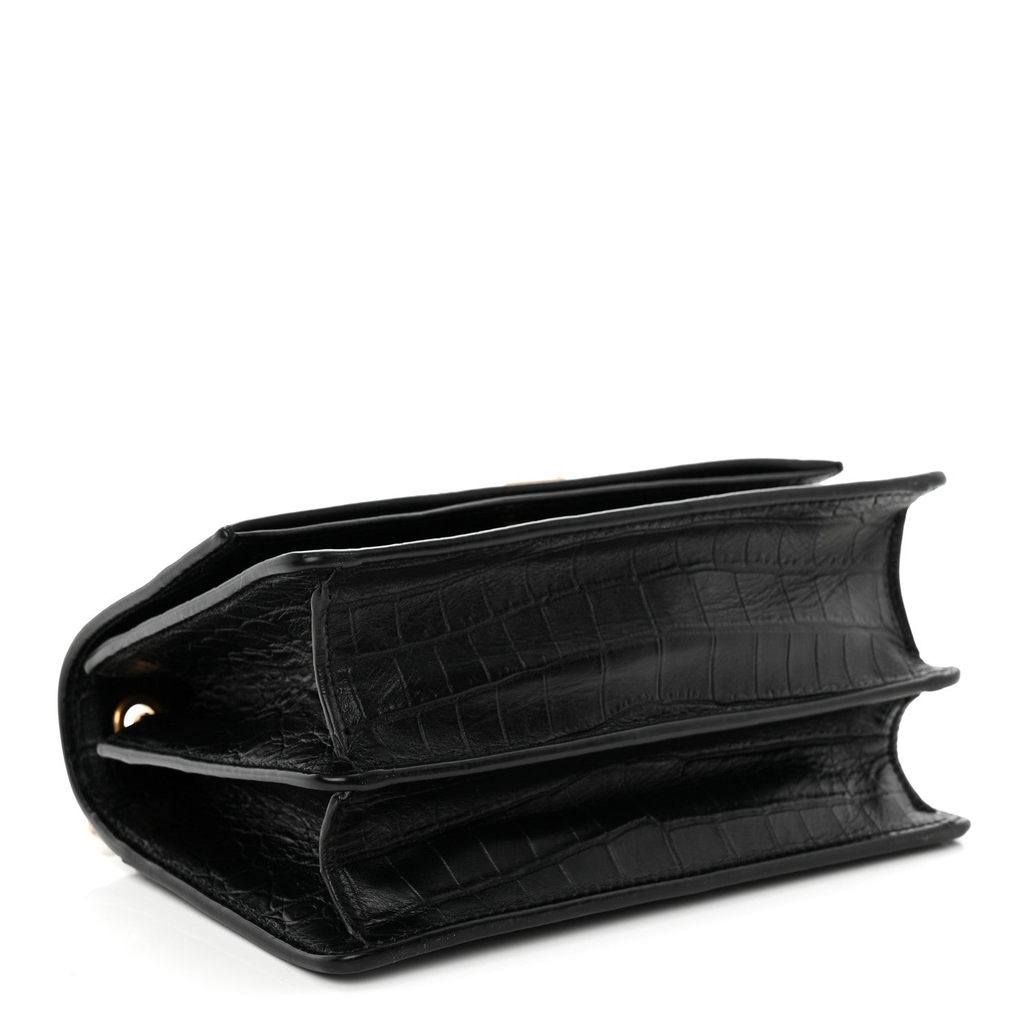 Calfskin Crocodile Embossed Monogram Small Sunset Black