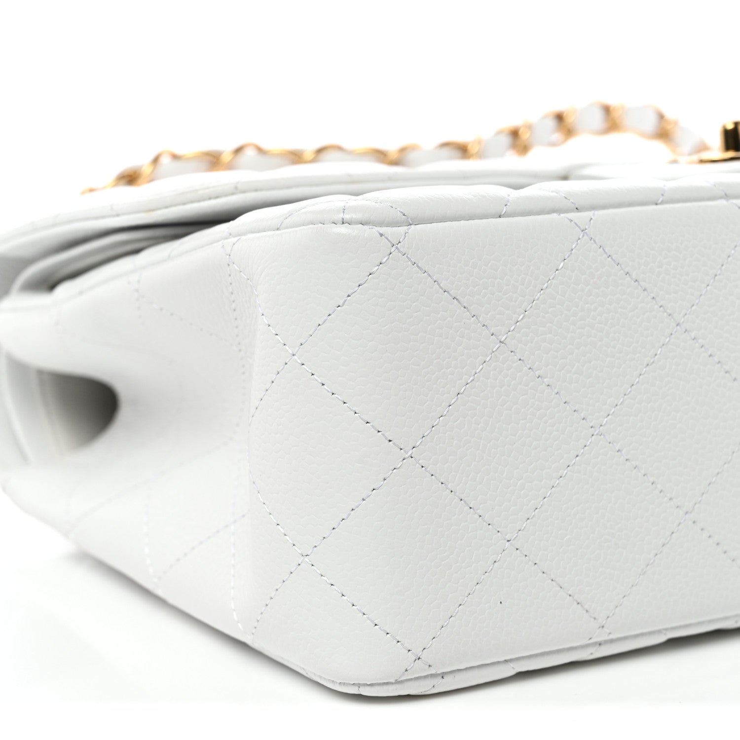 Caviar Quilted Jumbo Double Flap White