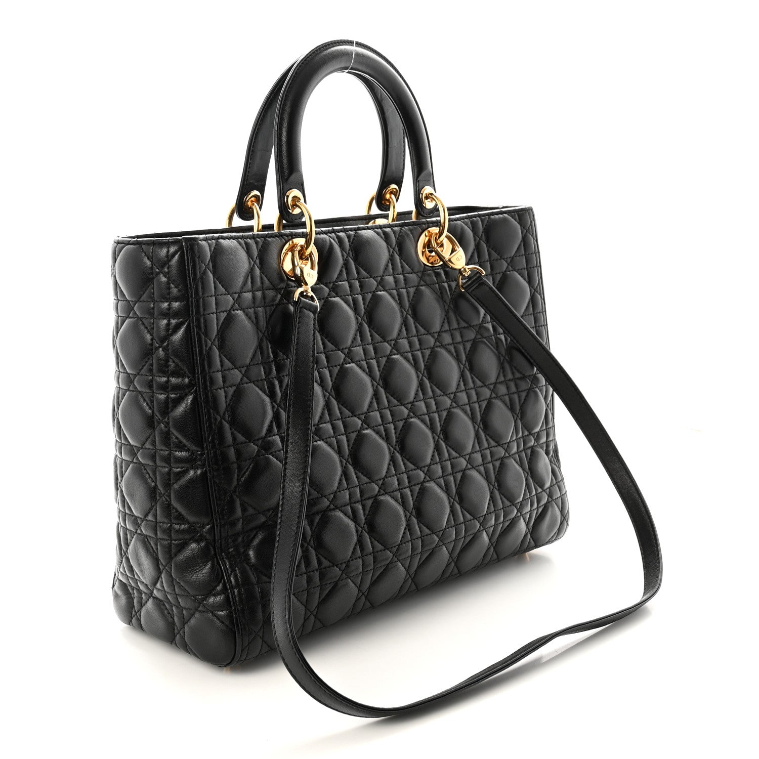 Lambskin Cannage Large Lady Dior Black