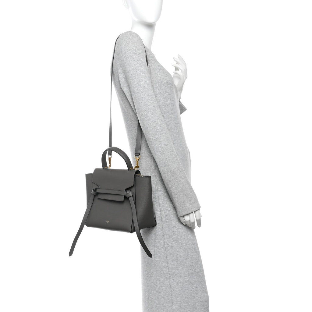 Grained Calfskin Micro Belt Bag Grey