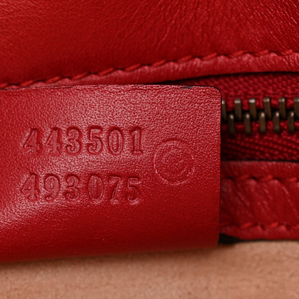 Calfskin Matelasse Medium GG Marmont Open Top Shoulder Bag Hibiscus Red