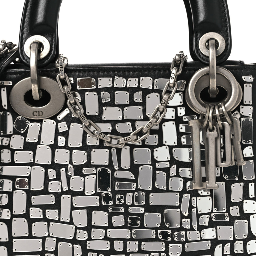 Smooth Calfskin Embroidered Mini Mosaic of Mirrors Lady Dior Black