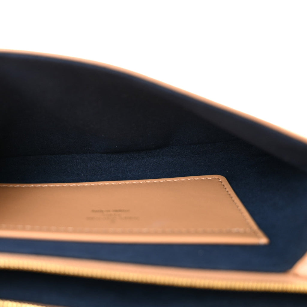Lambskin Embossed Monogram Pochette Coussin Camel